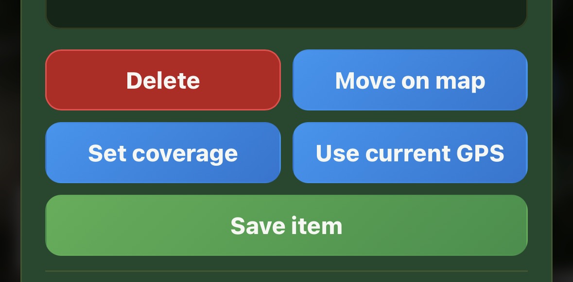 Set coverage button in a sprinkler record