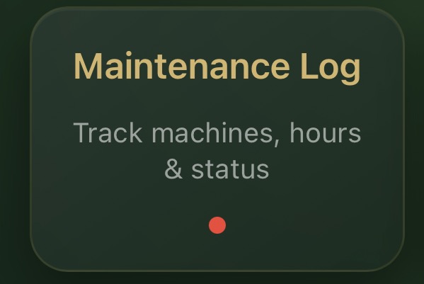 Maintenance Log Team Hub tile with warning dot