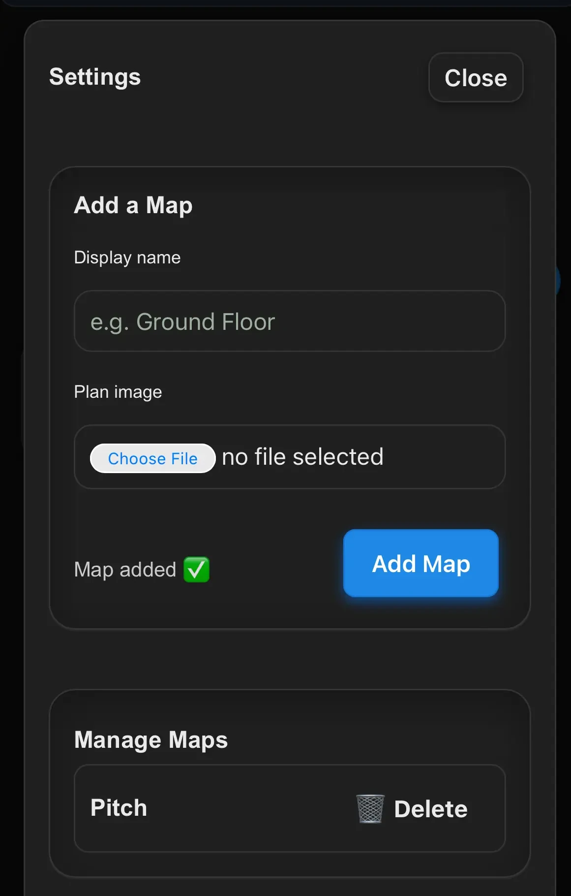 Map uploader settings